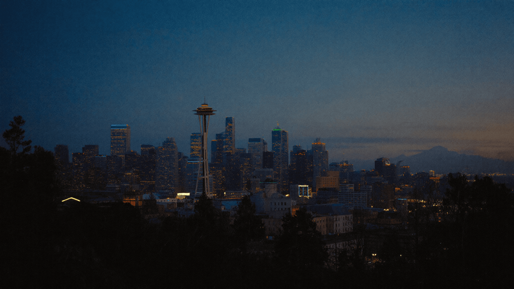 The Seattle skyline at dusk